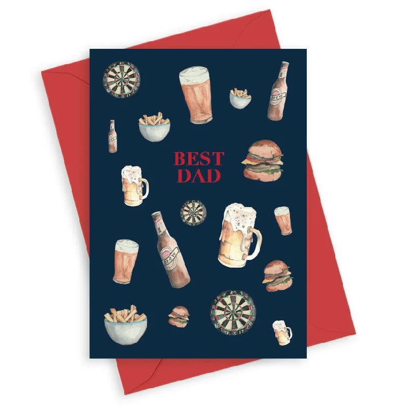 Navy Collection A6 Foiled Greeting Card for Dad - Down The Pub Design - Mens Card