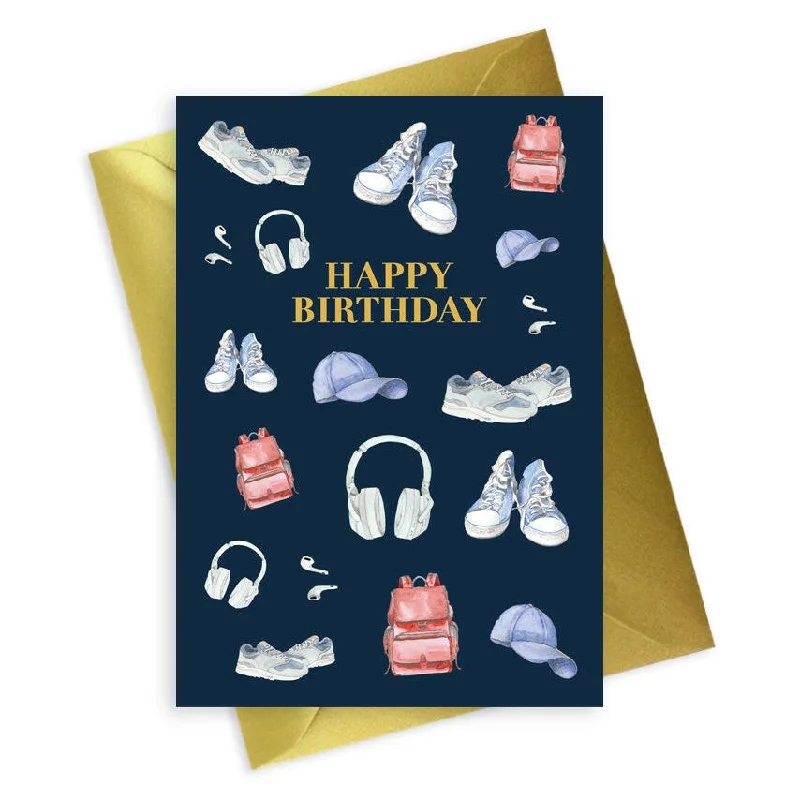 Navy A6 Foiled Happy Birthday Card for Men - Teen Collection