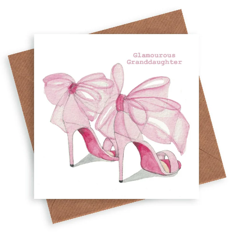 Pink Bow Shoes Glamorous Granddaughter Greeting Card