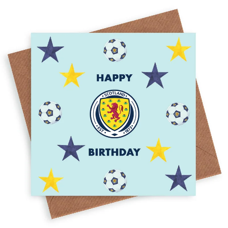 Scotland Football Happy Birthday Stars & Balls Greeting Card