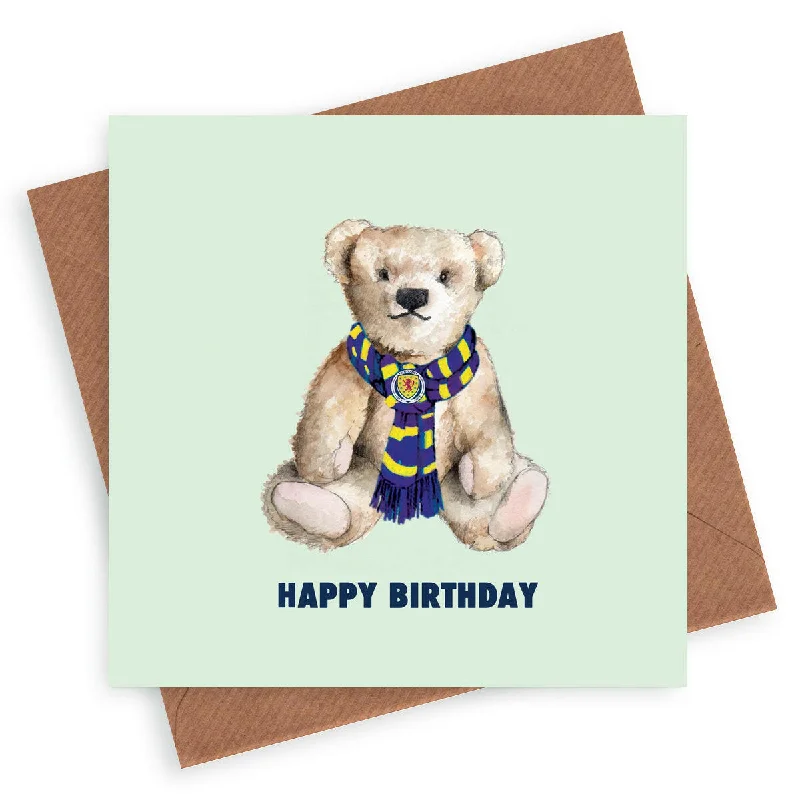 Scotland Football Happy Birthday Teddy Greeting Card